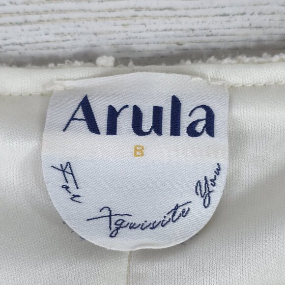 ARULA Ivory Shine Skirtall Dress PLUS SIZE 2X Ivory Coastal Feminine Texture EUC - Picture 4 of 16